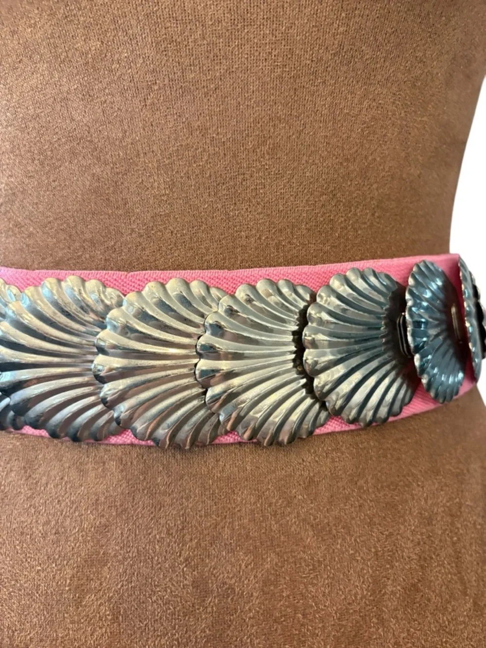 Silver-Tone Shell Waist Belt Fish Scale 25-29” Stretch‎ Mermaidcore Festival